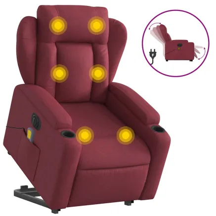 Fauteuil inclinable de massage électrique Rouge bordeaux Tissu 2