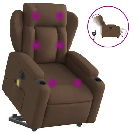 Fauteuil inclinable de massage électrique Marron Tissu 2