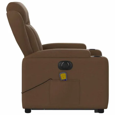Fauteuil inclinable de massage électrique Marron Tissu