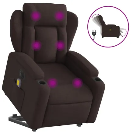 Fauteuil inclinable de massage électrique Marron foncé Tissu 2