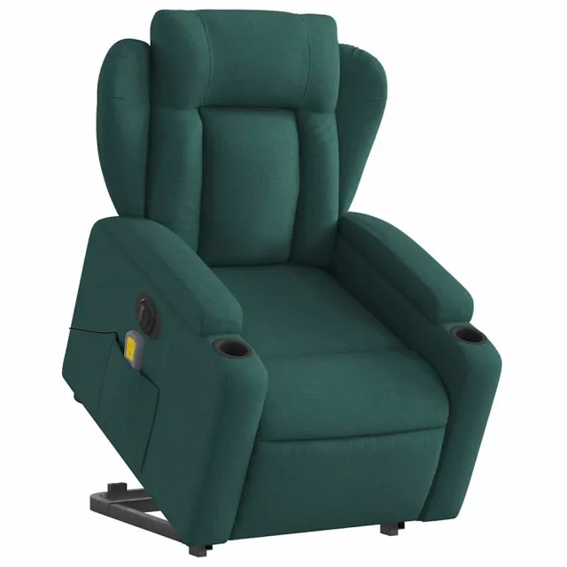 Fauteuil inclinable de massage électrique Vert foncé Tissu