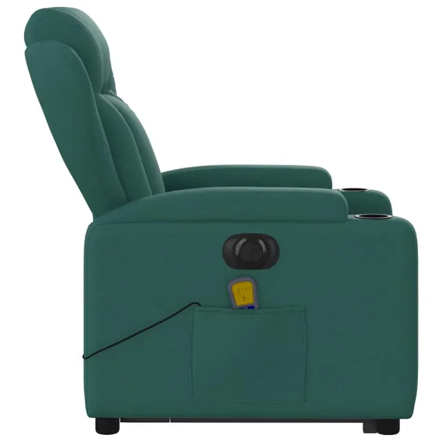 Fauteuil inclinable de massage électrique Vert foncé Tissu