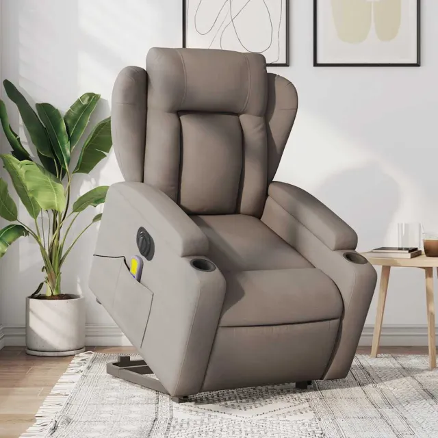 Fauteuil inclinable de massage électrique Taupe Tissu
