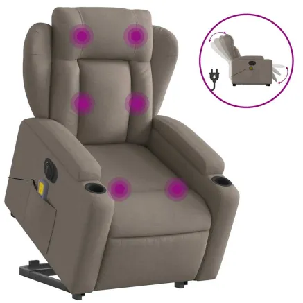 Fauteuil inclinable de massage électrique Taupe Tissu 2