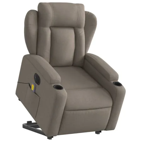 Fauteuil inclinable de massage électrique Taupe Tissu