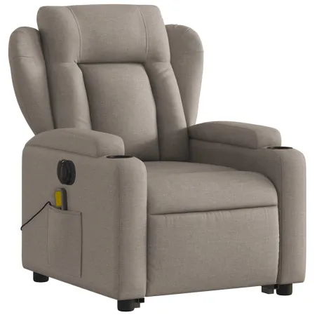 Fauteuil inclinable de massage électrique Taupe Tissu