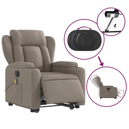 Fauteuil inclinable de massage électrique Taupe Tissu