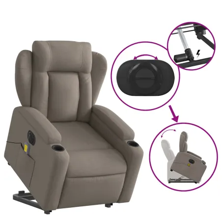 Fauteuil inclinable de massage électrique Taupe Tissu