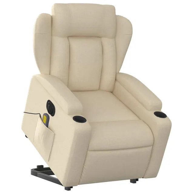 Fauteuil inclinable de massage électrique Crème Tissu