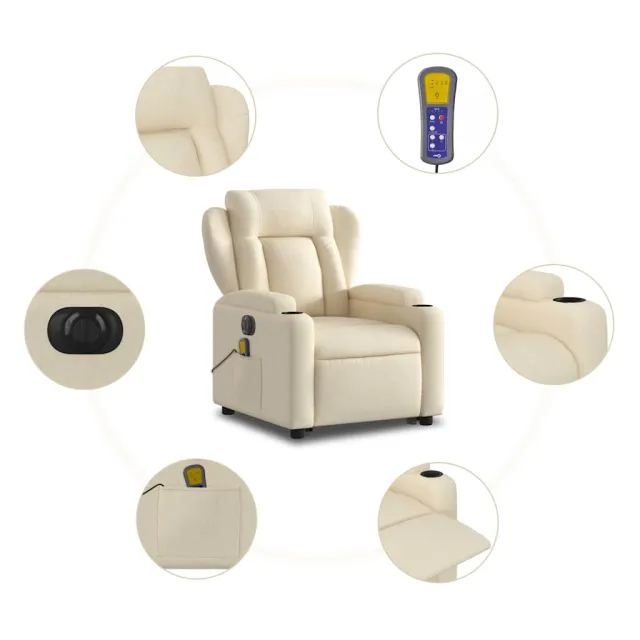 Fauteuil inclinable de massage électrique Crème Tissu