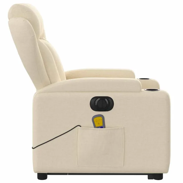 Fauteuil inclinable de massage électrique Crème Tissu