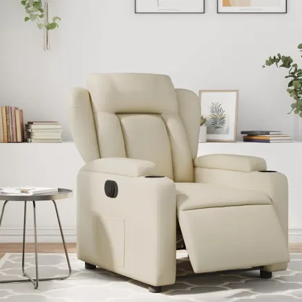 Fauteuil inclinable électrique Crème Similicuir