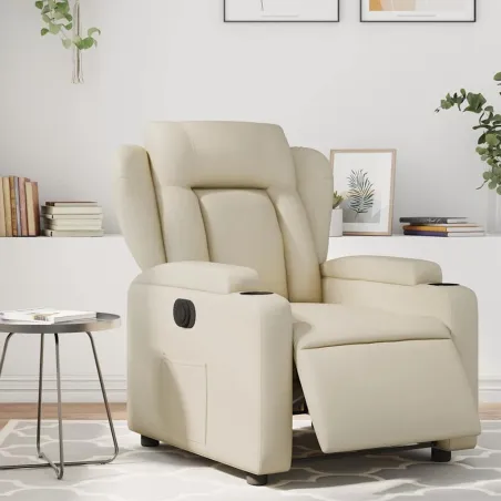 Fauteuil inclinable électrique Crème Similicuir