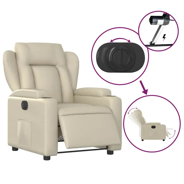Fauteuil inclinable électrique Crème Similicuir