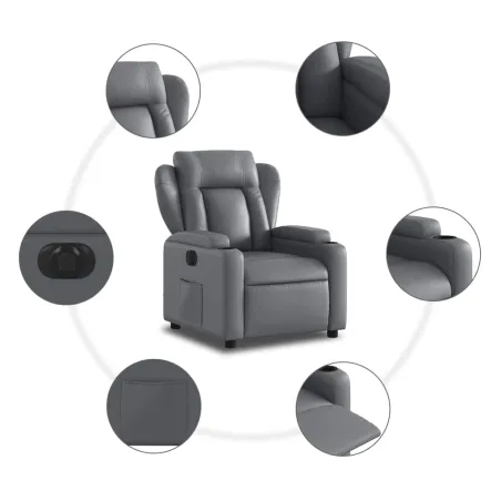 Fauteuil inclinable électrique Gris Similicuir