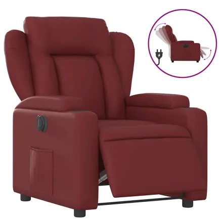 Fauteuil inclinable électrique Rouge bordeaux Similicuir 2