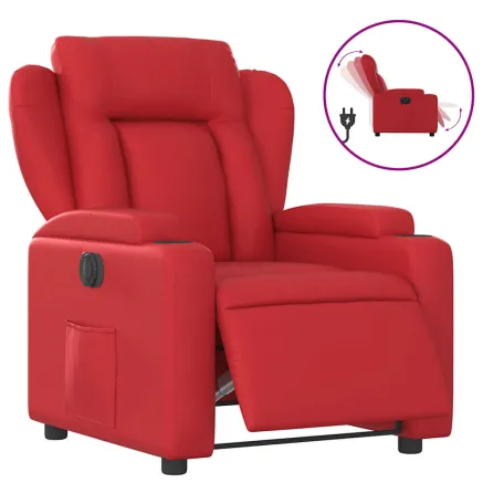 Fauteuil inclinable électrique Rouge Similicuir 2