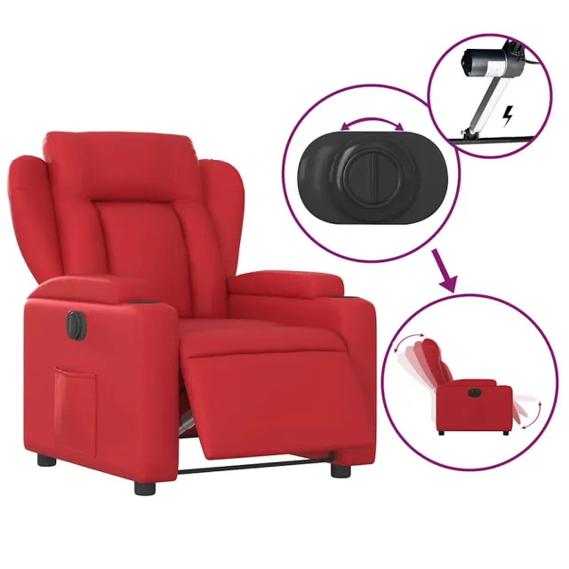 Fauteuil inclinable électrique Rouge Similicuir