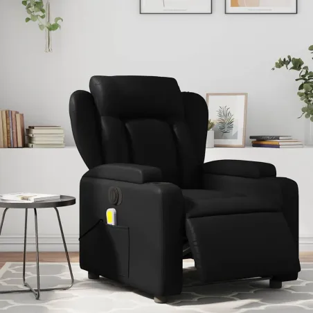 Fauteuil de massage inclinable électrique noir similicuir