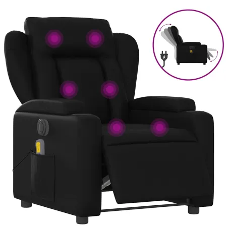 Fauteuil de massage inclinable électrique noir similicuir