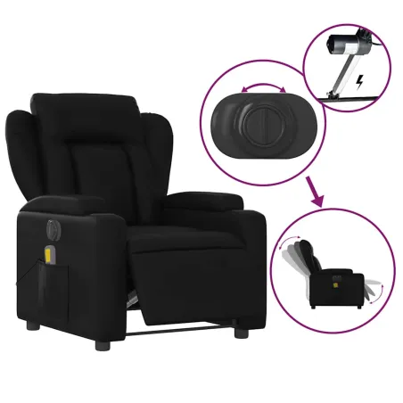 Fauteuil de massage inclinable électrique noir similicuir