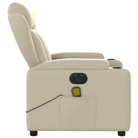 Fauteuil de massage inclinable électrique crème similicuir