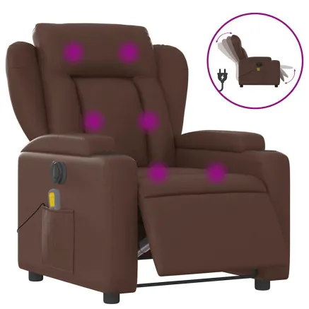 Fauteuil de massage inclinable électrique marron similicuir 2