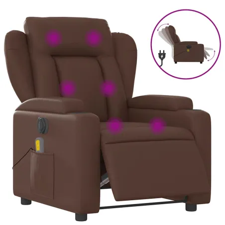 Fauteuil de massage inclinable électrique marron similicuir