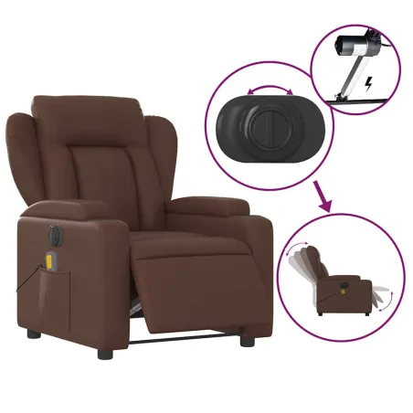 Fauteuil de massage inclinable électrique marron similicuir
