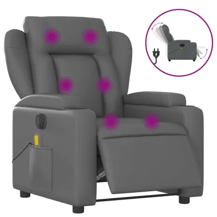 Fauteuil de massage inclinable électrique gris similicuir 2