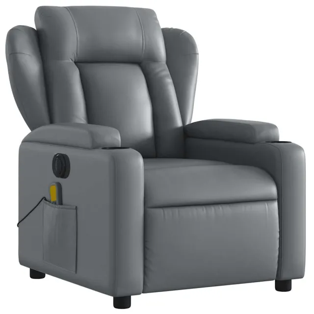Fauteuil de massage inclinable électrique gris similicuir