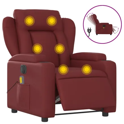Fauteuil de massage inclinable électrique rouge bordeaux 2