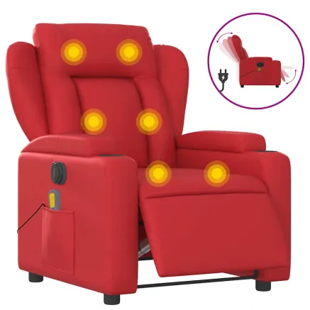 Fauteuil de massage inclinable électrique rouge similicuir 2