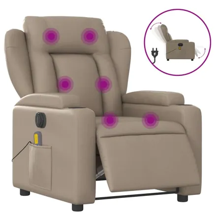 Fauteuil de massage inclinable électrique cappuccino similicuir 2