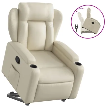 Fauteuil inclinable Crème Similicuir 2