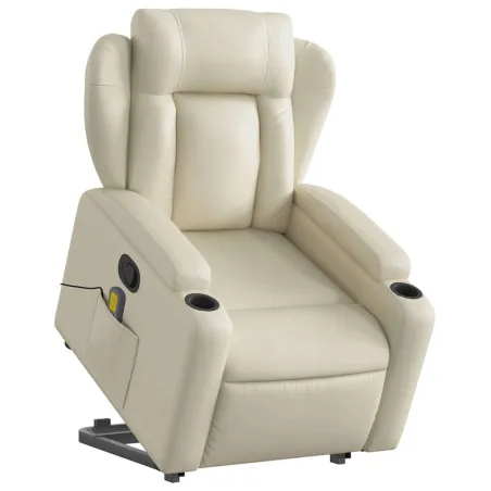 Fauteuil inclinable de massage Crème Similicuir