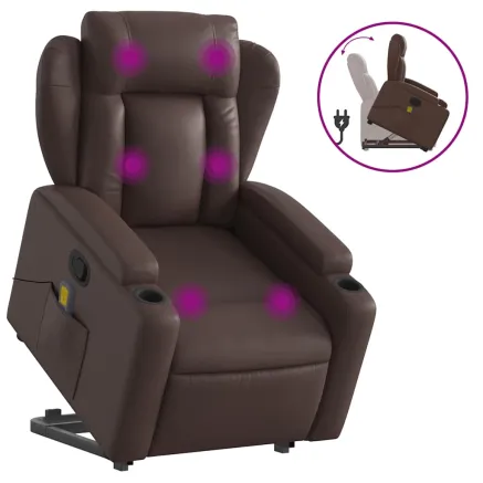 Fauteuil inclinable de massage Marron Similicuir 2