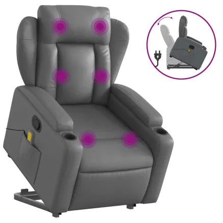 Fauteuil inclinable de massage Gris Similicuir 2