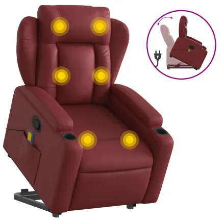 Fauteuil inclinable de massage Rouge bordeaux Similicuir 2