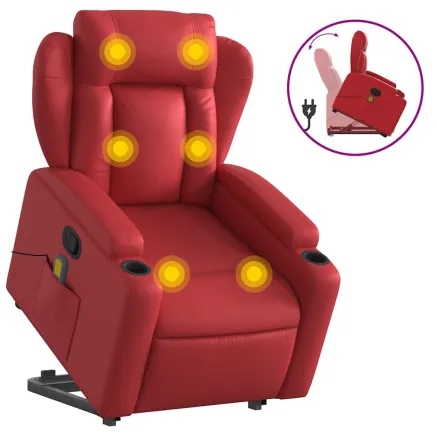 Fauteuil inclinable de massage Rouge Similicuir 2
