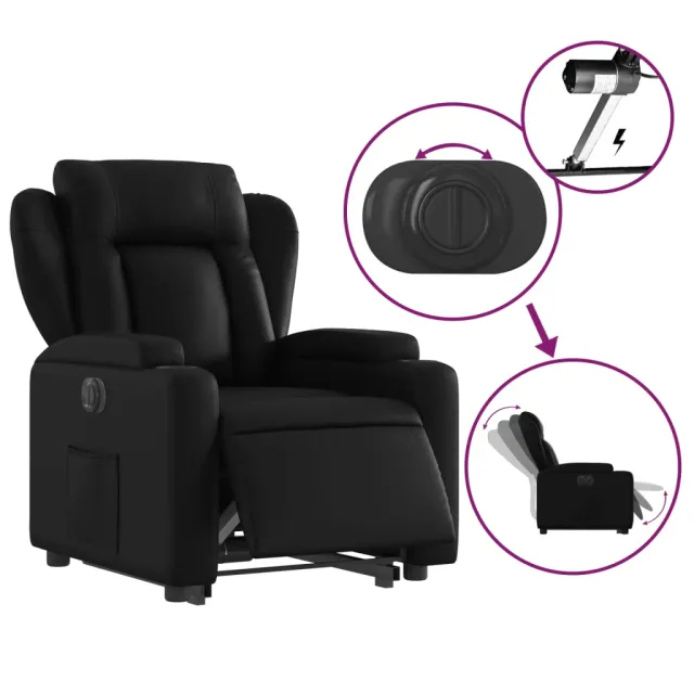 Fauteuil inclinable électrique noir similicuir