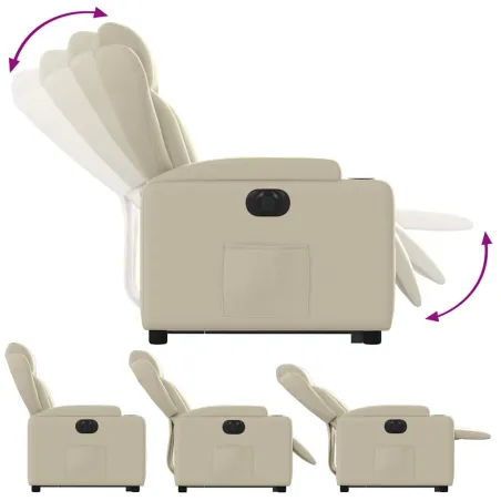 Fauteuil inclinable électrique crème similicuir