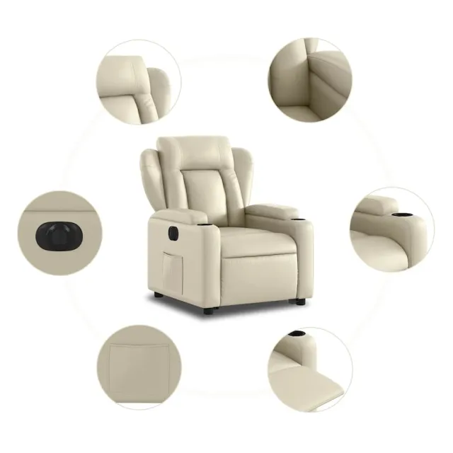 Fauteuil inclinable électrique crème similicuir