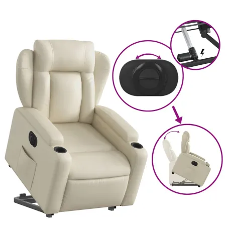 Fauteuil inclinable électrique crème similicuir