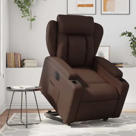 Fauteuil inclinable électrique marron similicuir