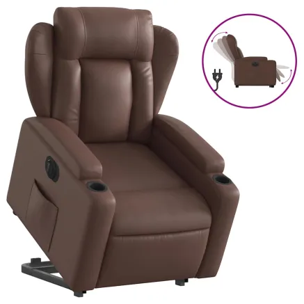 Fauteuil inclinable électrique marron similicuir 2