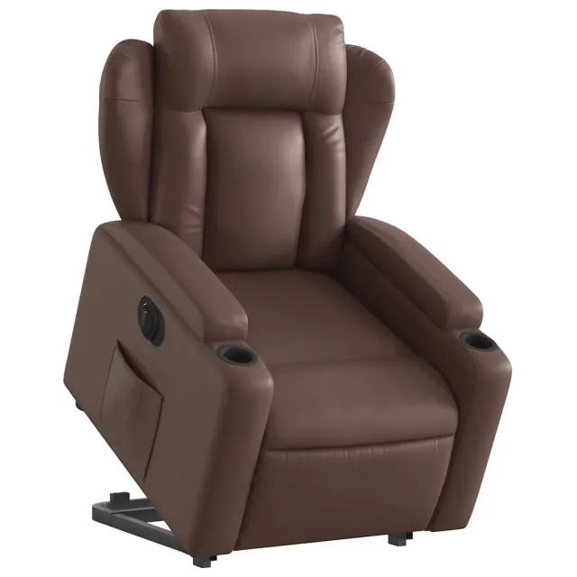 Fauteuil inclinable électrique marron similicuir