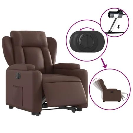 Fauteuil inclinable électrique marron similicuir