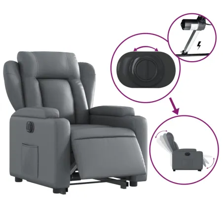 Fauteuil inclinable électrique gris similicuir