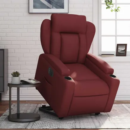 Fauteuil inclinable électrique rouge bordeaux similicuir